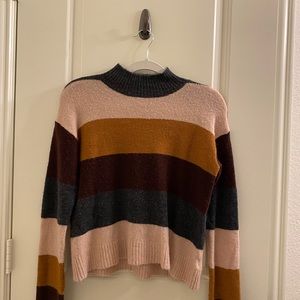 Mock Neck Striped Sweater